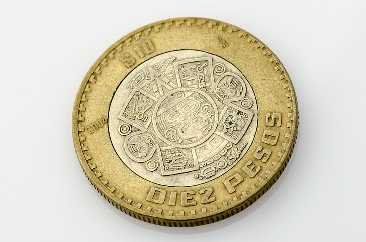 kovanec, pesos, denar, peso, deset, valute, Mehika