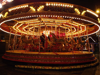 carrousel, van vreugde, mooi, nacht uitzicht, amusement park ride, amusement park, reizen van carnaval