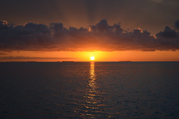 coucher de soleil, Key west, point le plus Sud, Floride, océan, mer, eau