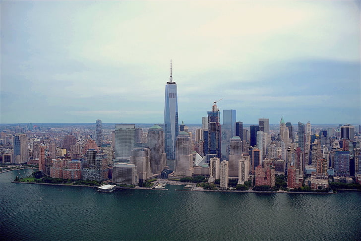 Panorama, New york, New york skyline, Manhattan, městský, budova, Architektura