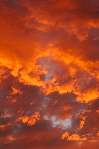 오렌지, 구름, 스카이, 일몰, 자연, 구름-스카이, cloudscape