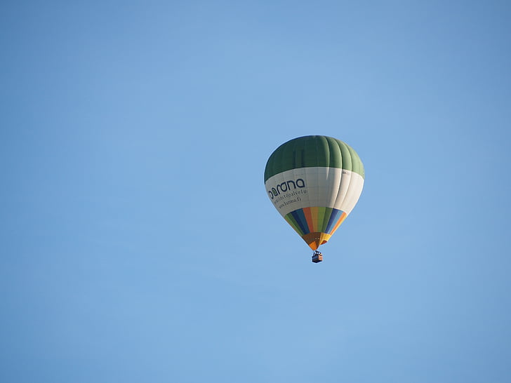 céu, voando, Barona, balão de ar quente, aventura, cesta, transporte