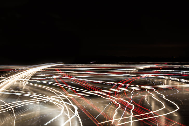 trafikk, motorvei, lys, på natten, kjøretøy, Tyskland, hastighet
