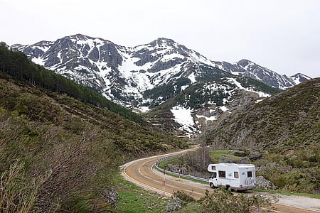 motorhome, camper, mountains, van, rv, travel, adventure