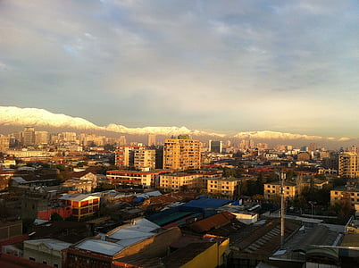 Santiago, Santiago de chile, zachód słońca, Miasto