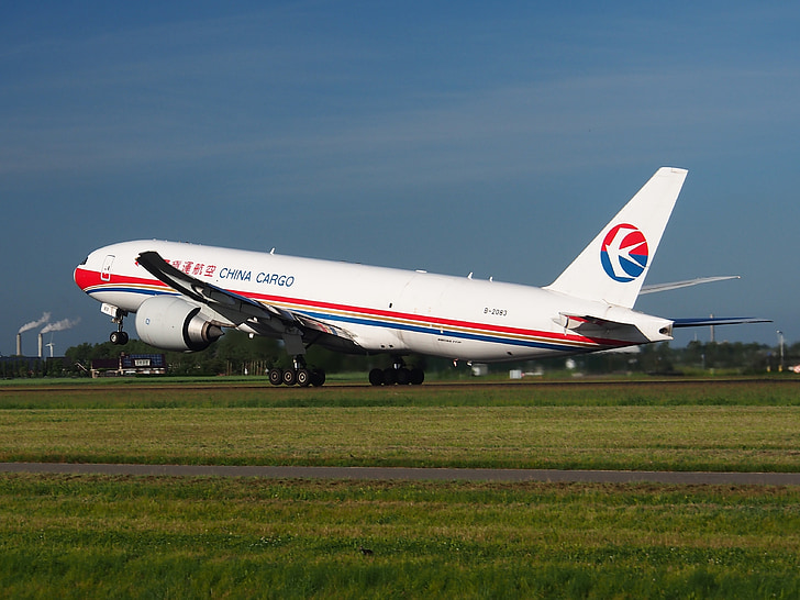 Kína cargo airlines által, Boeing 777, repülőgép, repülőgép, indulj, repülőtér, szállítás