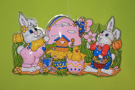 复活节兔子, 复活节彩蛋, 数字, 有趣, 插图, 动物
