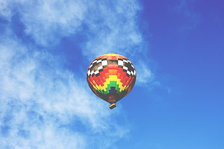 flerfargede, pixelated, Hot, Air, ballong, dagtid, blå