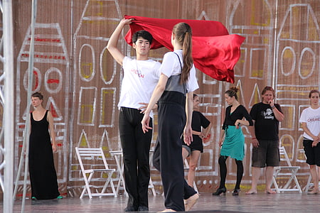 danza, balletto, ballerino, versione di prova, Vacanze, mantello rosso