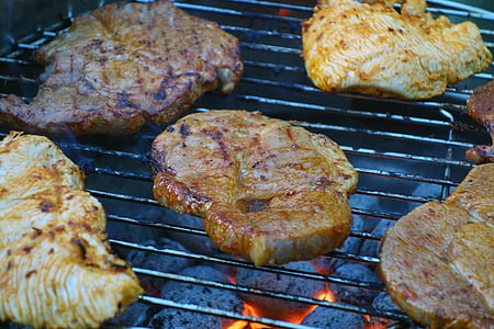Sprzęt do grillowania, mięso, Latem, -Grill, z grilla, Stek, smaczny