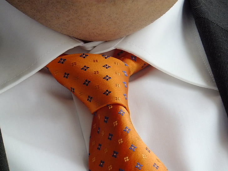 corbata, taronja, festiu, home, coll, homes, empresari