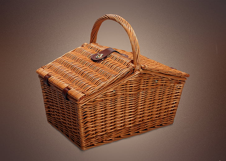 basket, picnic, spring, holidays, wicker, handle, single Object