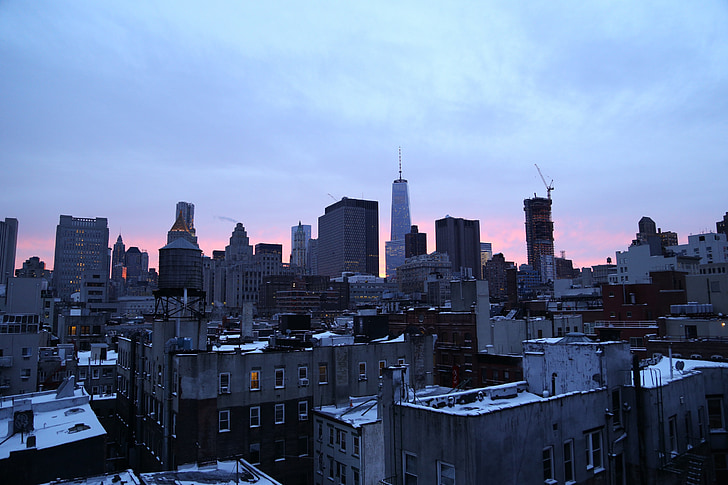 New york, Big apple, en verdens handelssenter, 1wtc, Nightfall, skumring, byen