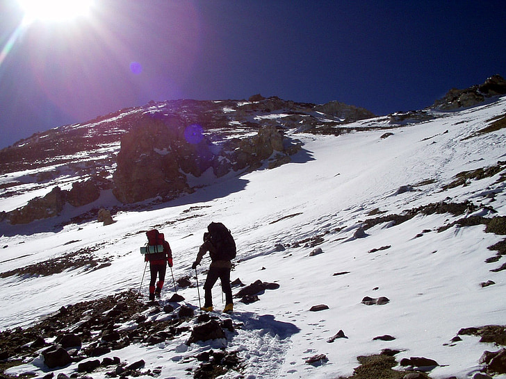 Aconcagua, expedice, Andes, Argentina, Vyšplhejte na vrchol, vzestup, horolezectví