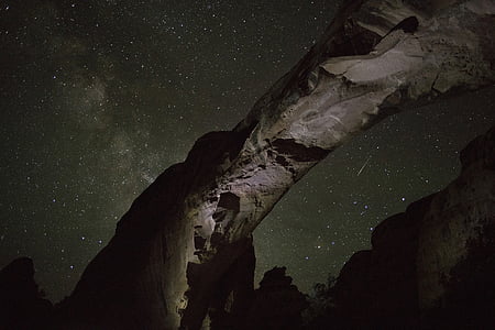 砂岩のアーチ, 天の川, 夜, 風景, シルエット, 空, つ星の評価