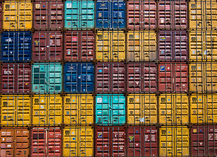 kleurrijke, container, van, lading, Wharf, reizen, cargo container