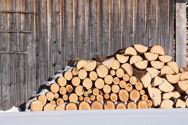 дървен материал, дърва за огрев, плевня, holzstapel, нарастващата наличност, наредени, дребен изключено