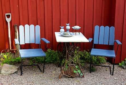 pátio, mobiliário de jardim, tabela, cadeiras