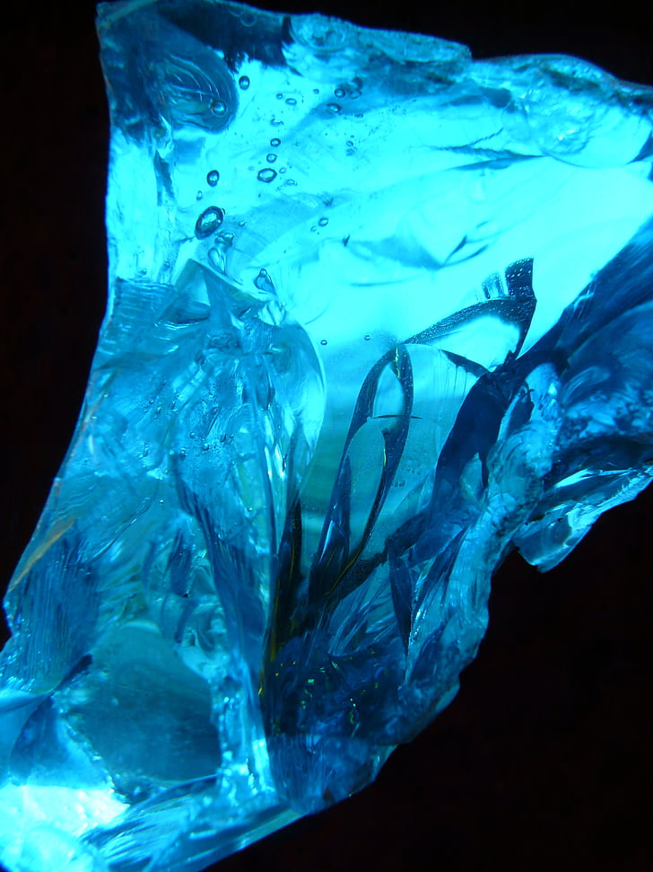 akmens, stikls, krāsains, gem, krāsa, zila, ledus