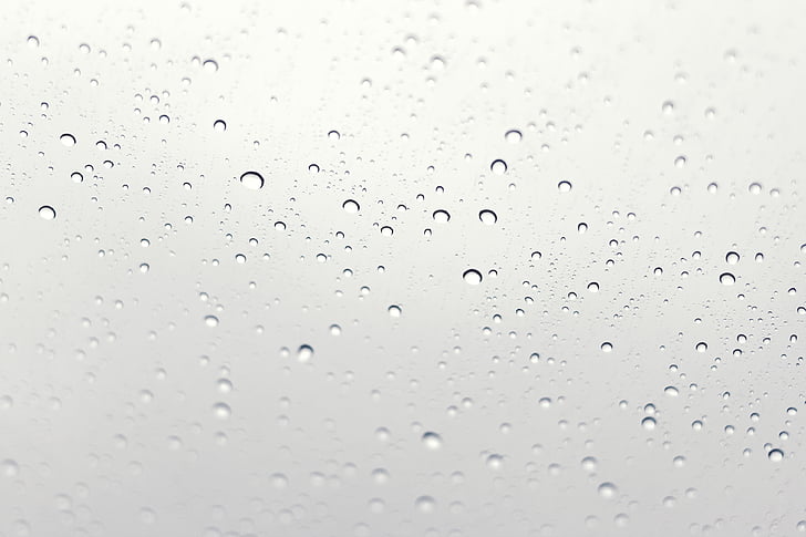 vidre, l'aigua, gotes, gotes de pluja, plovent, mullat, gris