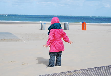 child, beach, sea, people, sand, small, outdoors