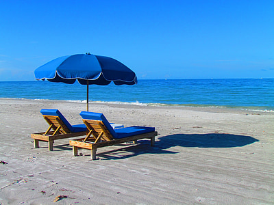 stranden, koppla av, stol, paraply, Ocean, Sand, semester