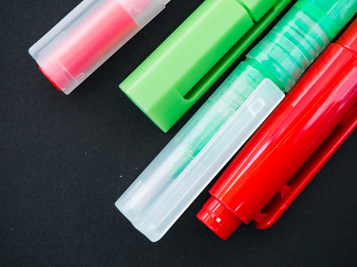 Lukk, Foto, fire, grønn, rød, blyanter, penner