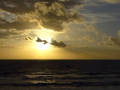 Nordsjön, solnedgång, bakgrund, Afterglow, abendstimmung, atmosfäriska, moln