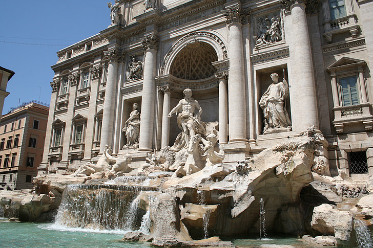 Roma, Europoje, skulptūra, statula, Fontana di trevi, fontanas, Trevi fontanas