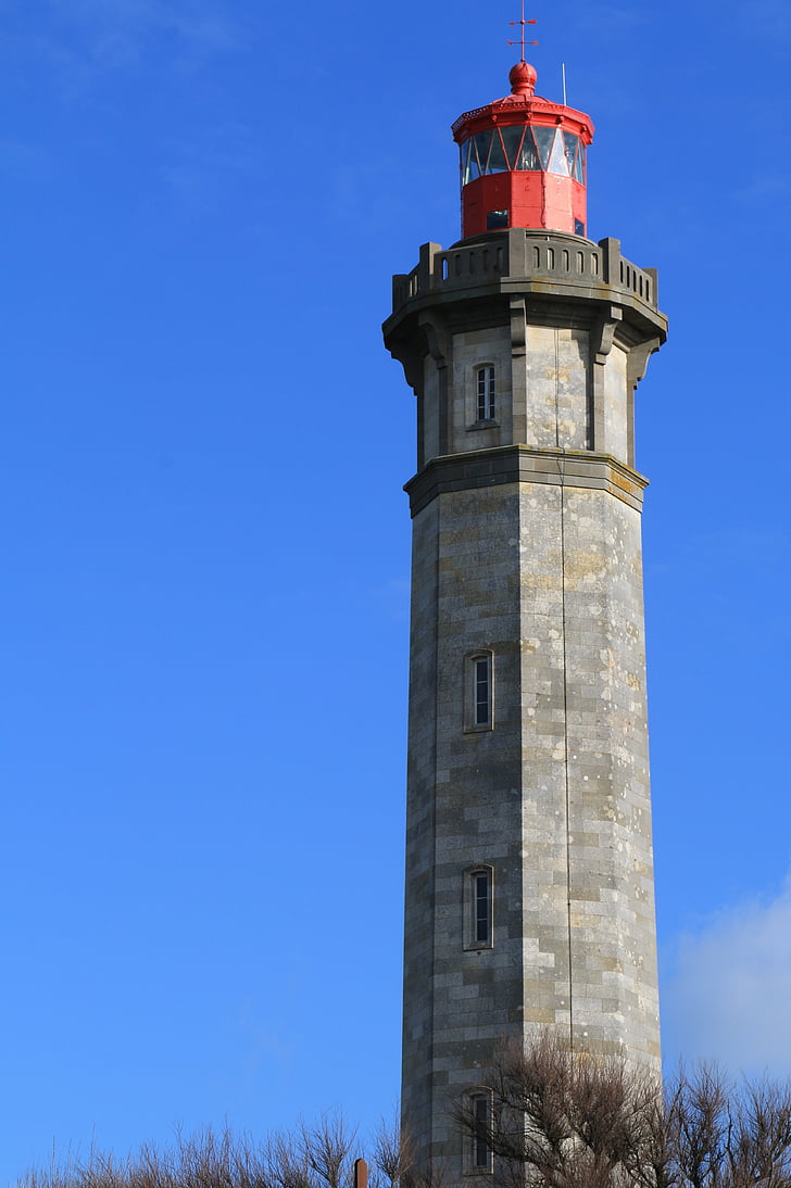 Lighthouse, modrá obloha, Ile de ré, Francúzsko, veža, Sky, Architektúra