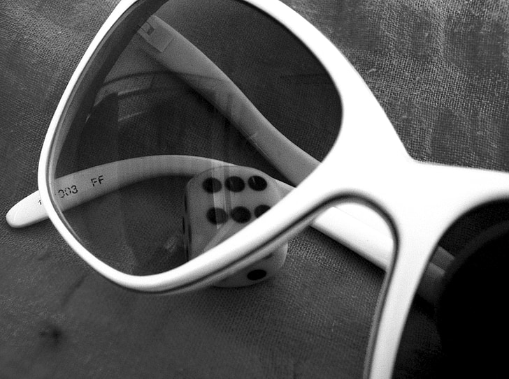 khối lập phương, mắt kính, kính râm, đen trắng