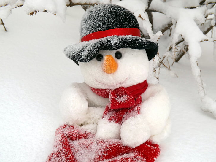 muñeco de nieve, invierno, nieve, copos de nieve, juguete