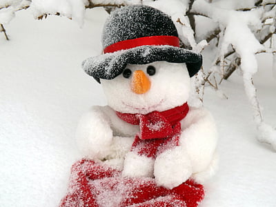 snowman, winter, snow, snowflakes, toy