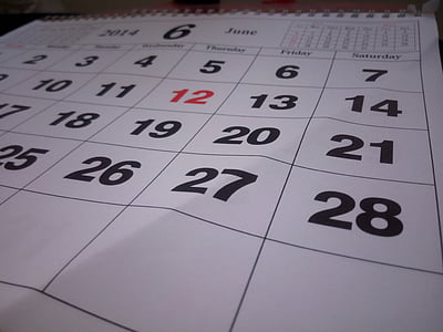kalender, Daglig kalender, juni 2014