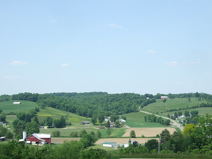 амишите, крайградски, Охайо, пейзаж, страна, живописна, на открито