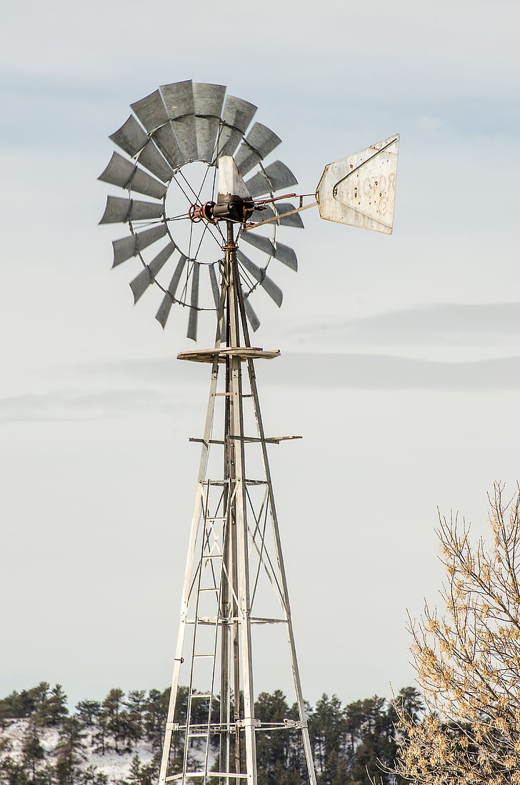 Windmill, turbin, vind, vatten, pump, makt, energi