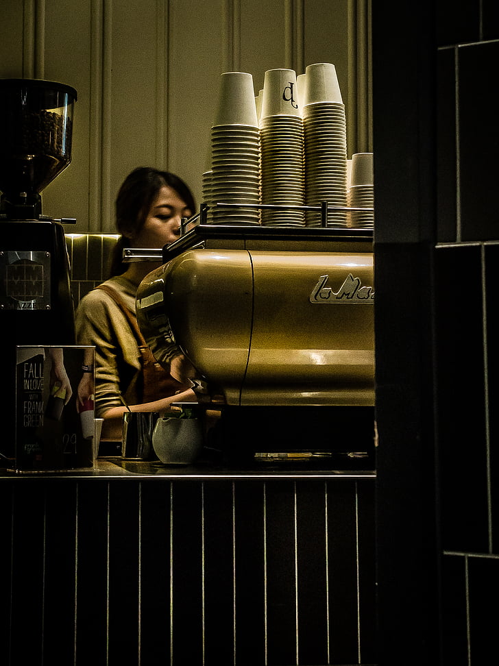 koffiehuis, Bar, Winkel, Café, Espresso, machine, cups