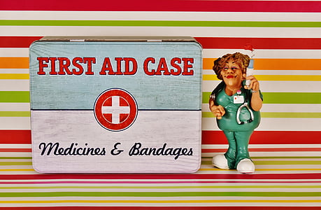 first aid, nurse, tin can, emergency, figure, color, box