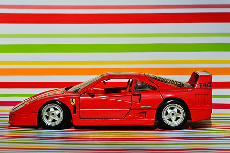 Ferrari, Rennwagen, Modellauto, Vorderansicht, Fahrzeug, rot, Racing