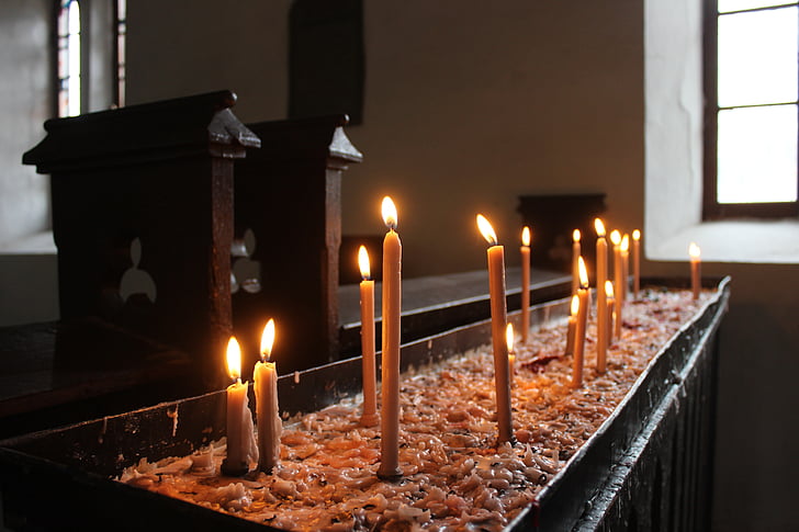 žvakės, bažnyčia, religija, tikėjimas, šviesos, krikščionių, Žvakių šviesa