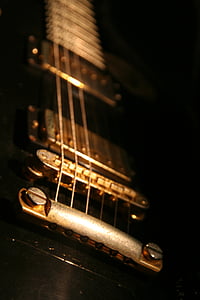 guitare, Gibson, fermer, chaînes, instrument à cordes