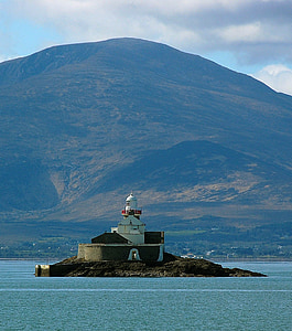 灯台, アイルランド, 山, 風景, 海岸