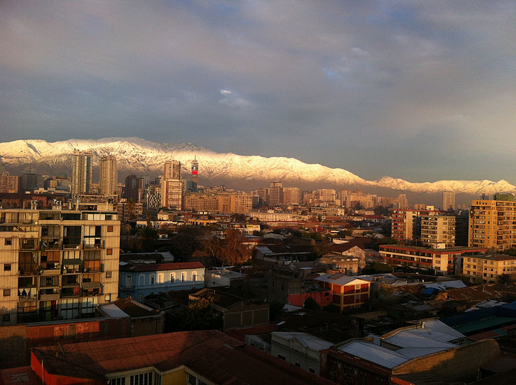 Santiago, ville, Santiago du Chili, coucher de soleil