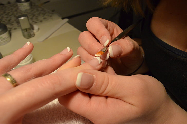 Fingernägel, frechnails, Nail-design, Hände