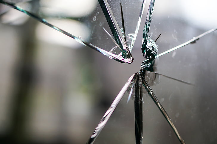 glass, broken, fragmented, hole, crack, disc, window