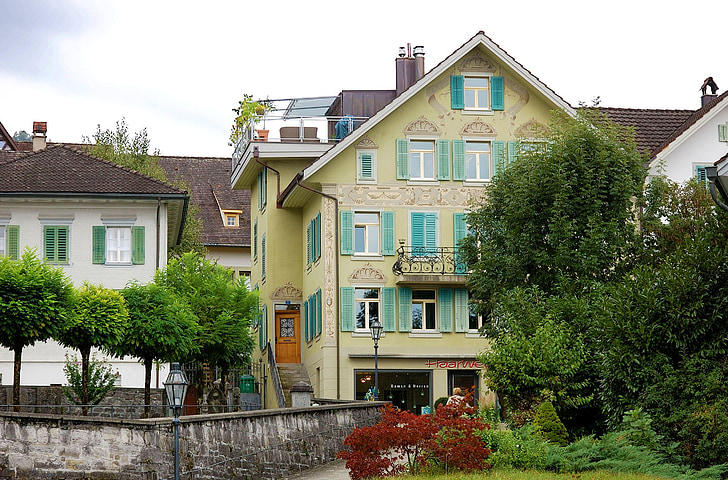huset fasaden, Stans, Sveits