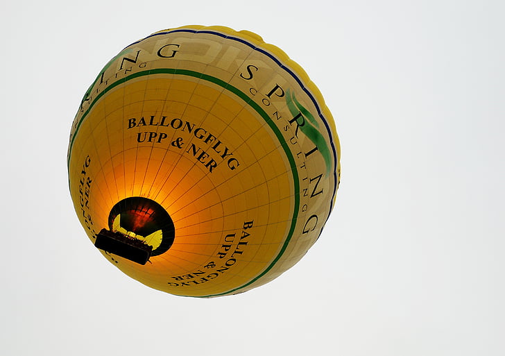 balón, žltá, kolo, let, let balónom, preprava, prostriedky na cestovanie