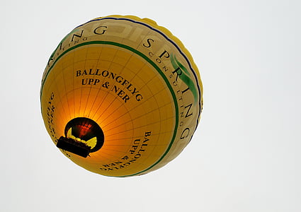 ballong, gul, runde, fly, ballong flyturen, transport, framkomstmiddelet