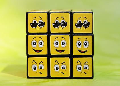 Cube, smilies, forskellige, Sjov, følelser, humørikon, humør