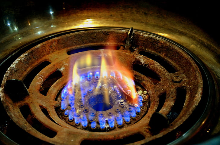 flama do gás, flama, queimador de gás, fogo, cozinhar, cozinhar